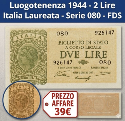 Luogotenenza 1944 2 lire - luogotenenza,