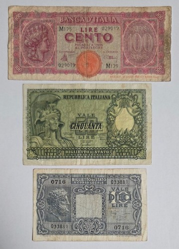 Lotto banconote italia - italia, 1944