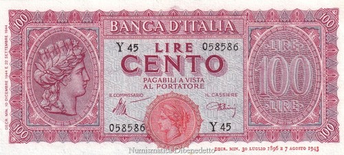 Luogotenenza 100 lire 1944 - 100,