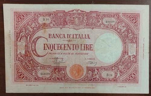 Banconota 500 lire - 500, 1944