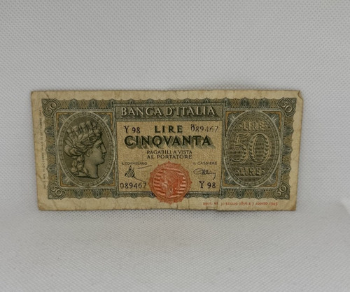 Banconota italia 50 lire - banconota,