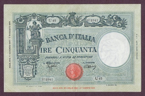 Italia banconota lire - italia, 1944