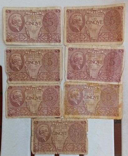 Lotto banconote 5 lire - lotto,