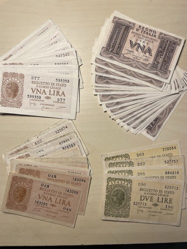 Lotto banconote regno italia - lotto, d'italia