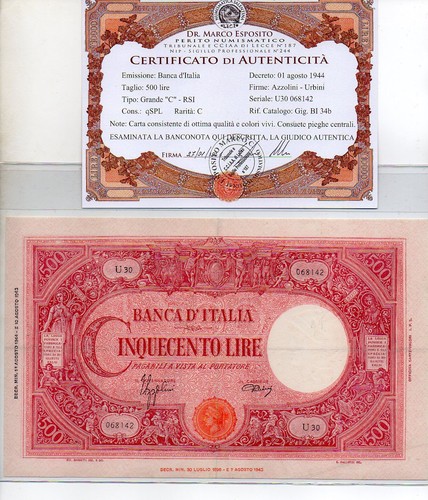 500 lire rsi - 500, 1944